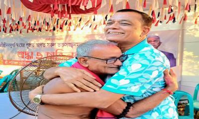 শ্রীমঙ্গলের মঙ্গলচন্ডী থলিতে আগাম দুর্গাপূজা পরিদর্শনে  মো. মহসিন মিয়া মধু