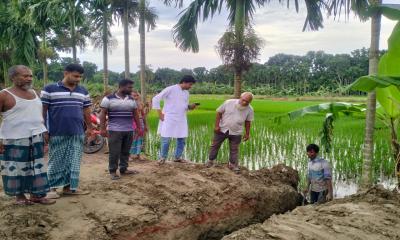 কৃষি অফিসারের প্রচেষ্টায় পানি নিষ্কাশন, রক্ষা পেল শত শত বিঘা ধান