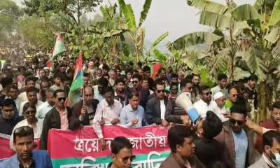 মান্দায় বিএনপি মনোনীত প্রার্থীকে বিজয়ের লক্ষ্যে বিশাল নির্বচনী গণমিছিল